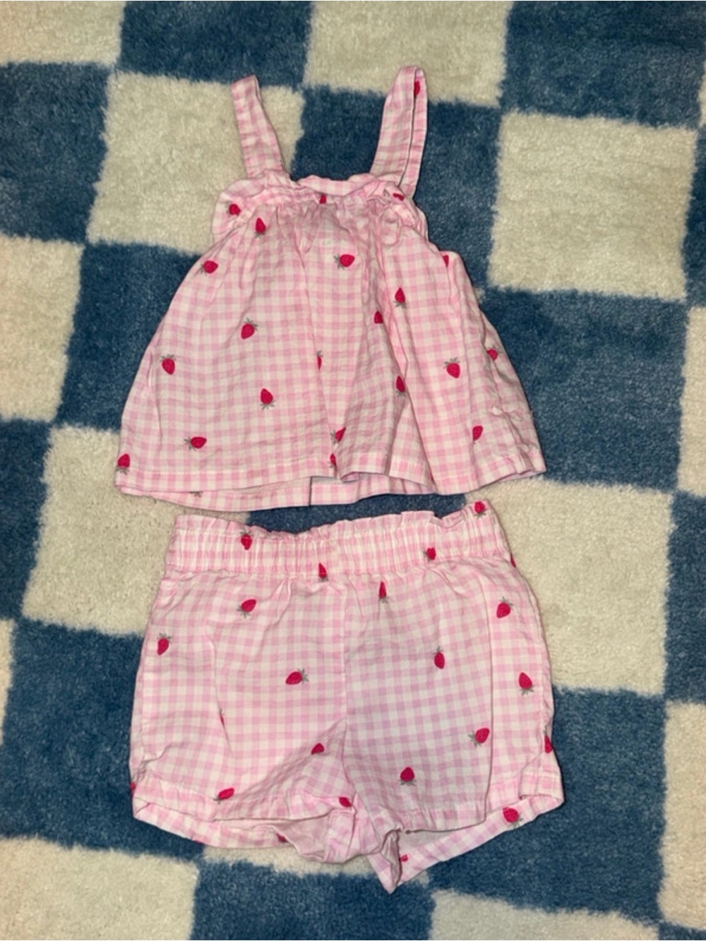 Carter's Pink Gingham Strawberry Tank & Shorts Set